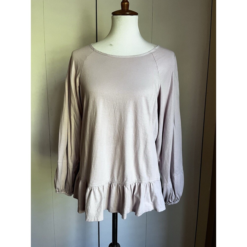 Banana Republic Silver Rose Peplum Hem Long Sleeve Organic Cotton Top Size M